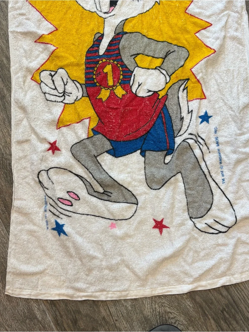 Vintage Jay Franco Beach Towel Bugs Bunny 100% Cotton 70's Retro 49”x25”